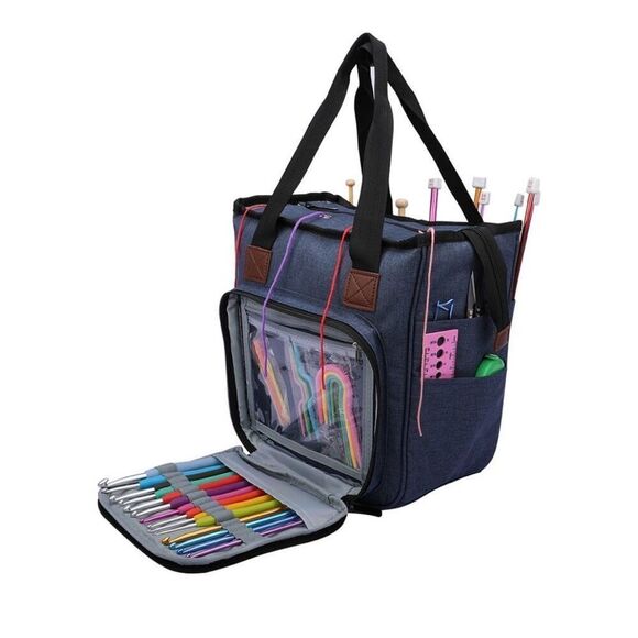 Knitting Bag Yarn Tote Organizer Womens Crochet Storage with Inner Dividers New - Picture 3 of 11